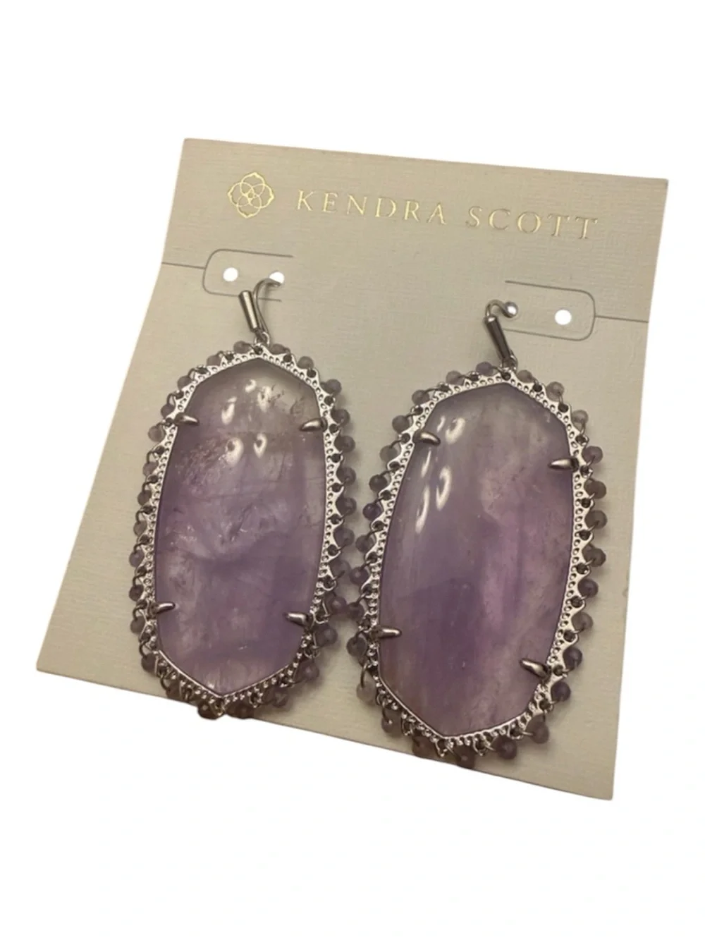 Kendra Scott Beaded Danielle Statement Earrings Amethyst Silver